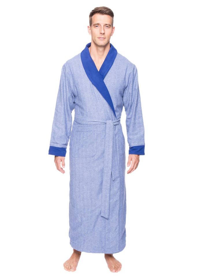 Noble Mount - Wholesale Robe – Men's - Men's Premium 100% Cotton Flannel Fleece Lined Robe2