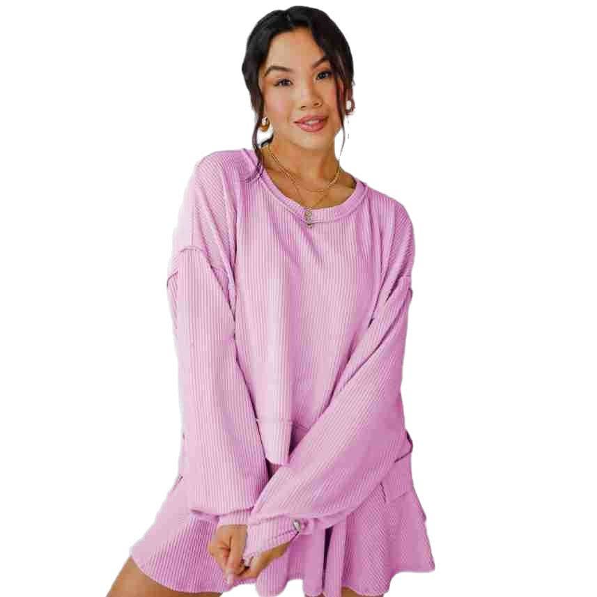 Marayn - Wholesale Top & Skirt Set - Women's - Autumn Ribbed Set Lantern Sleeve Top  Pleated Skirt49