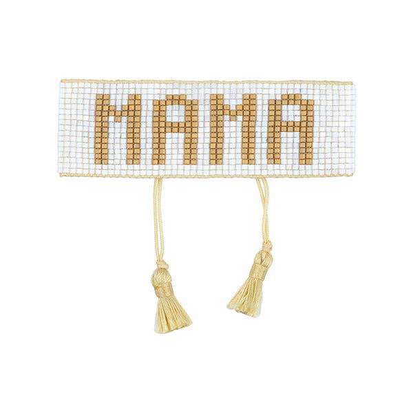 HART - Wholesale Beaded Bracelet - White & Gold MAMA Bracelet5
