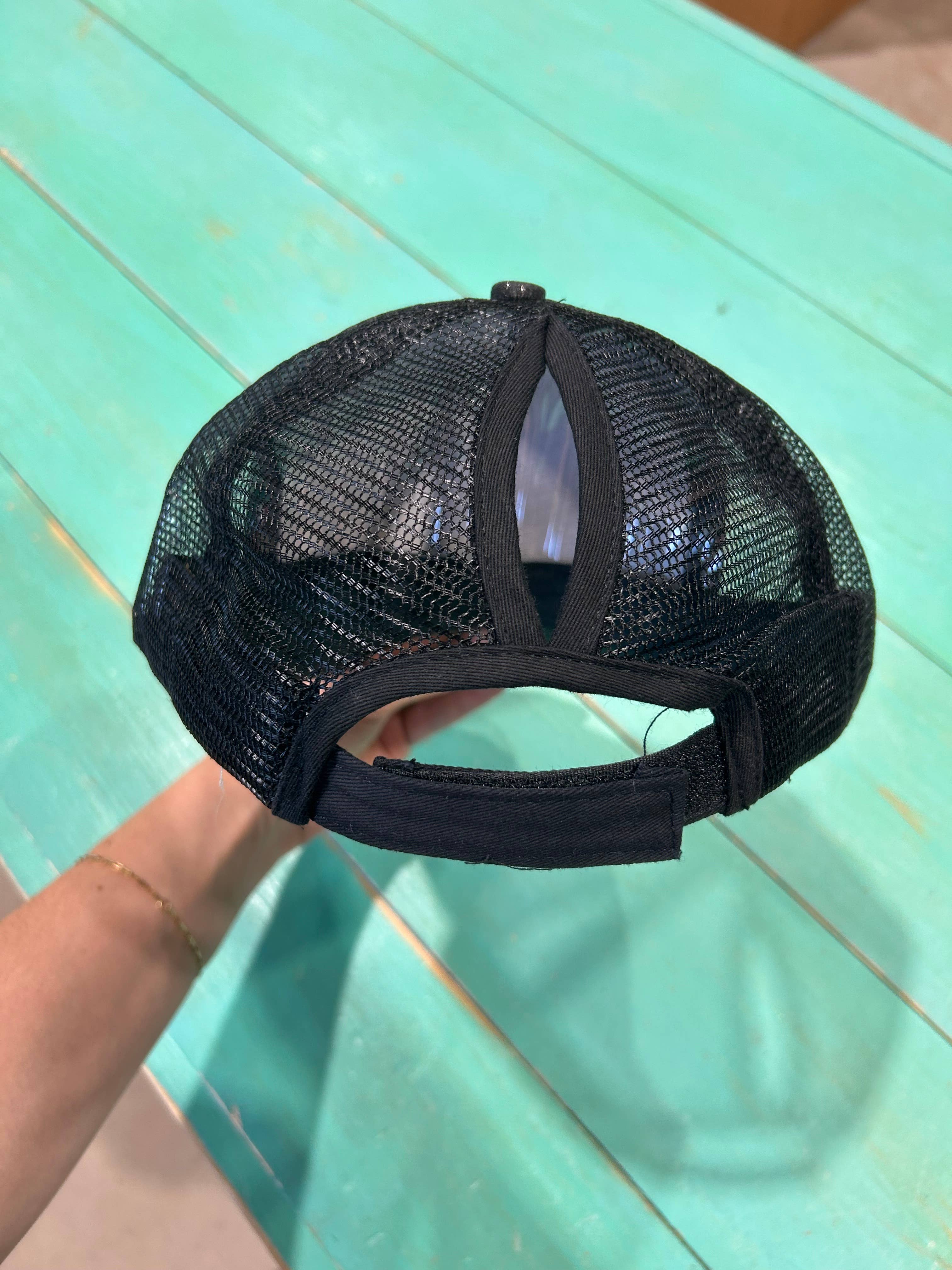 Vibes Hat Company - Wholesale Ponytail Cap - Women's - Vibes Black Glitter Ponytail Caps | Sparkle | Baseball Cap4