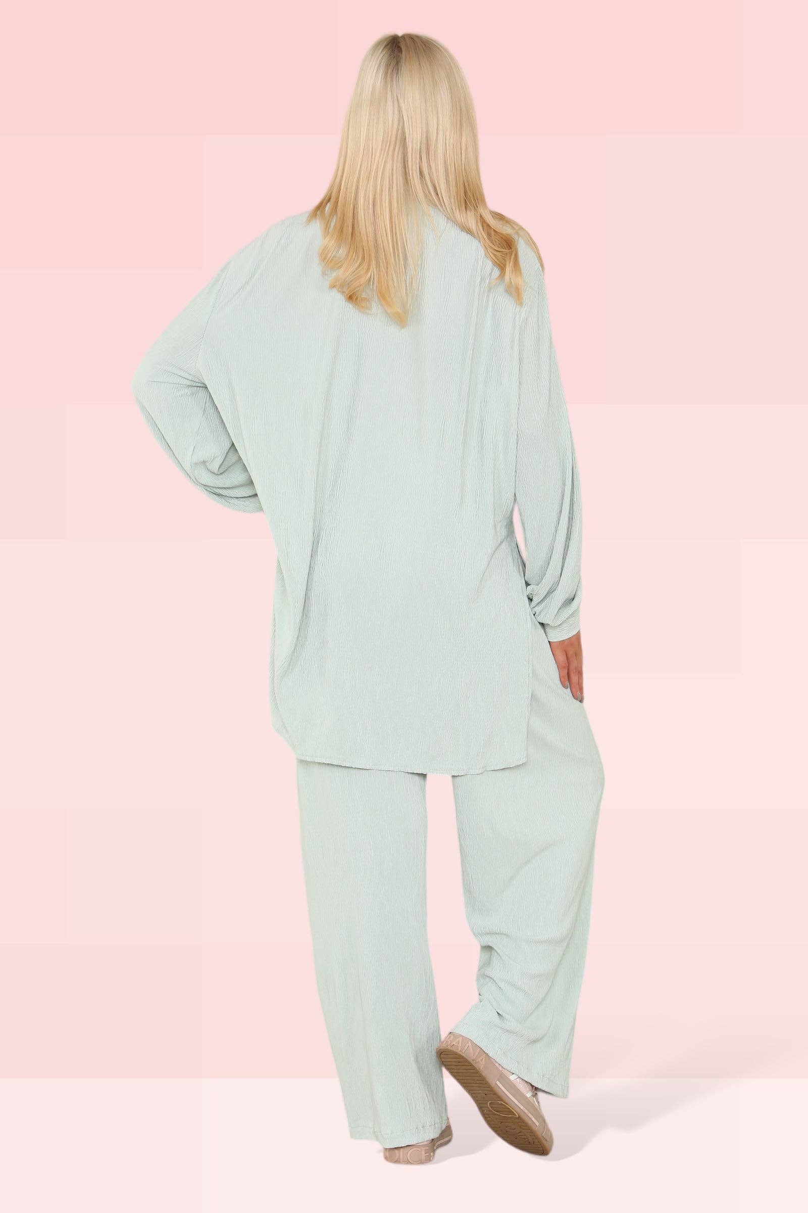 Mint Co ord t-shirt dress with Plazo pants set for wholesale on Faire2