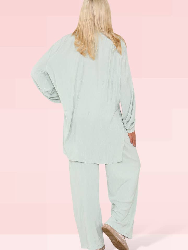 Mint Co ord t-shirt dress with Plazo pants set for wholesale on Faire2