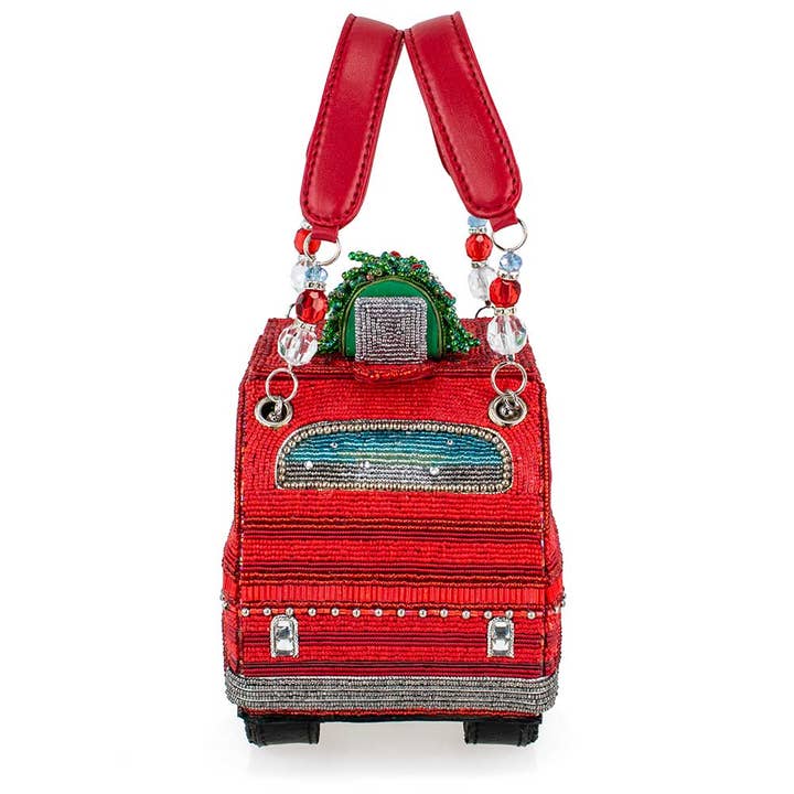 Mary Frances Accessories - Wholesale Top Handle Bag - Women's - All Spruced Up Christmas Car Top Handle Beaded Handbag