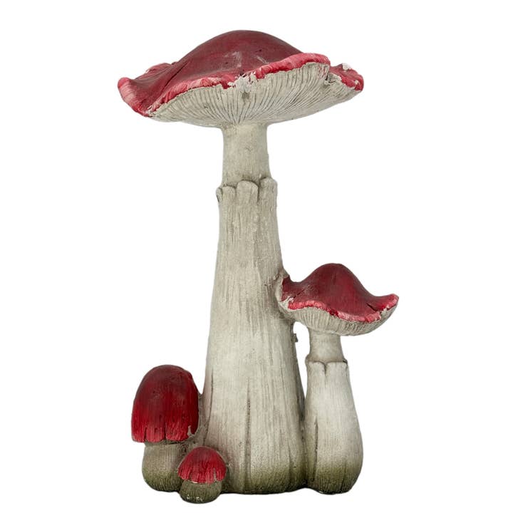 Galt International Company - Wholesale Outdoor Ornament/Decor - Red Polyresin Mushroom Outdoor Garden Statue 18.3"H