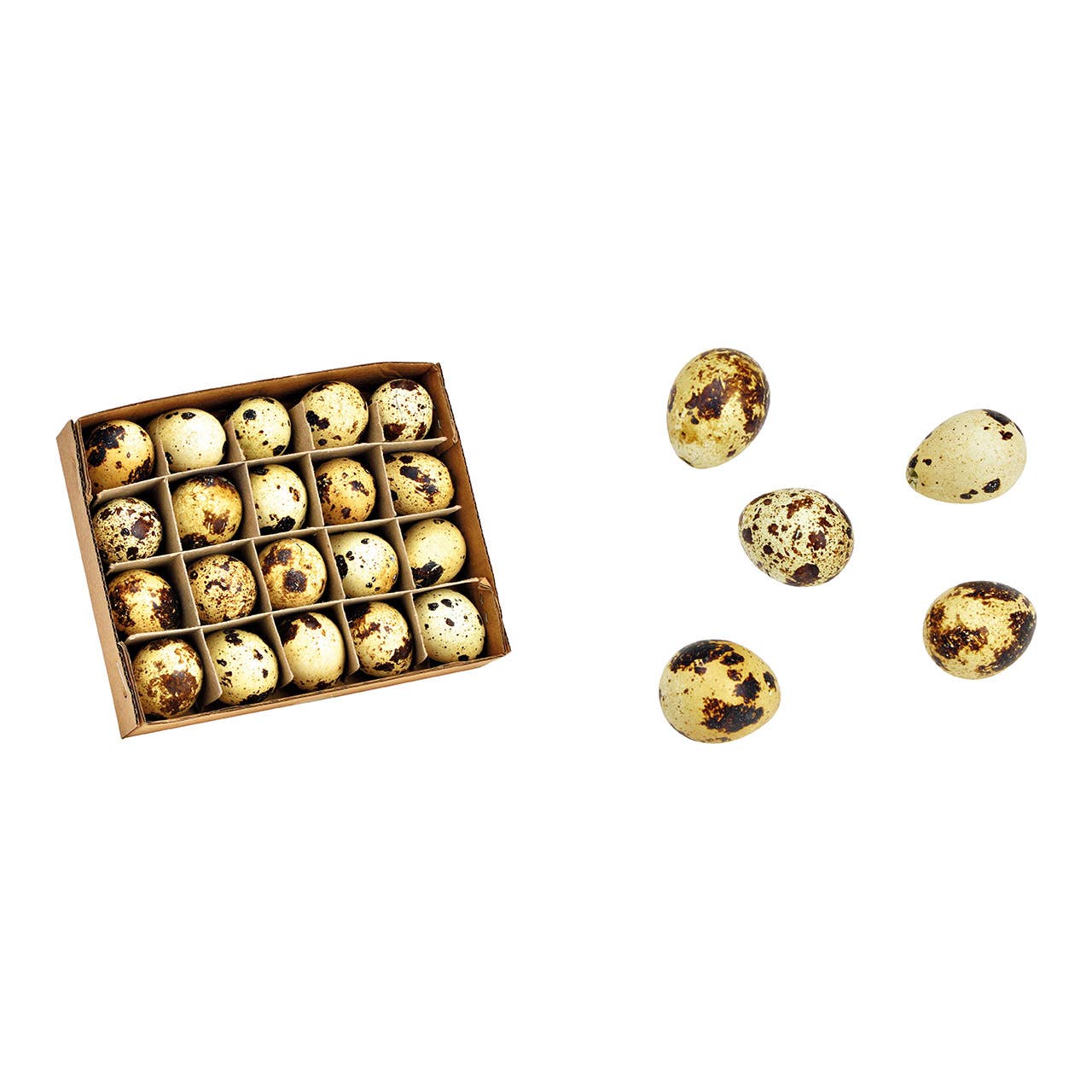 Wurm - Wholesale Decoratief beeldje - Paaseieren Set 2x3x2cm, Natuur Kwarteleieren 20-delige Set, van natuurlijk materiaal natuur (B/H/D) 14x3x12cm0