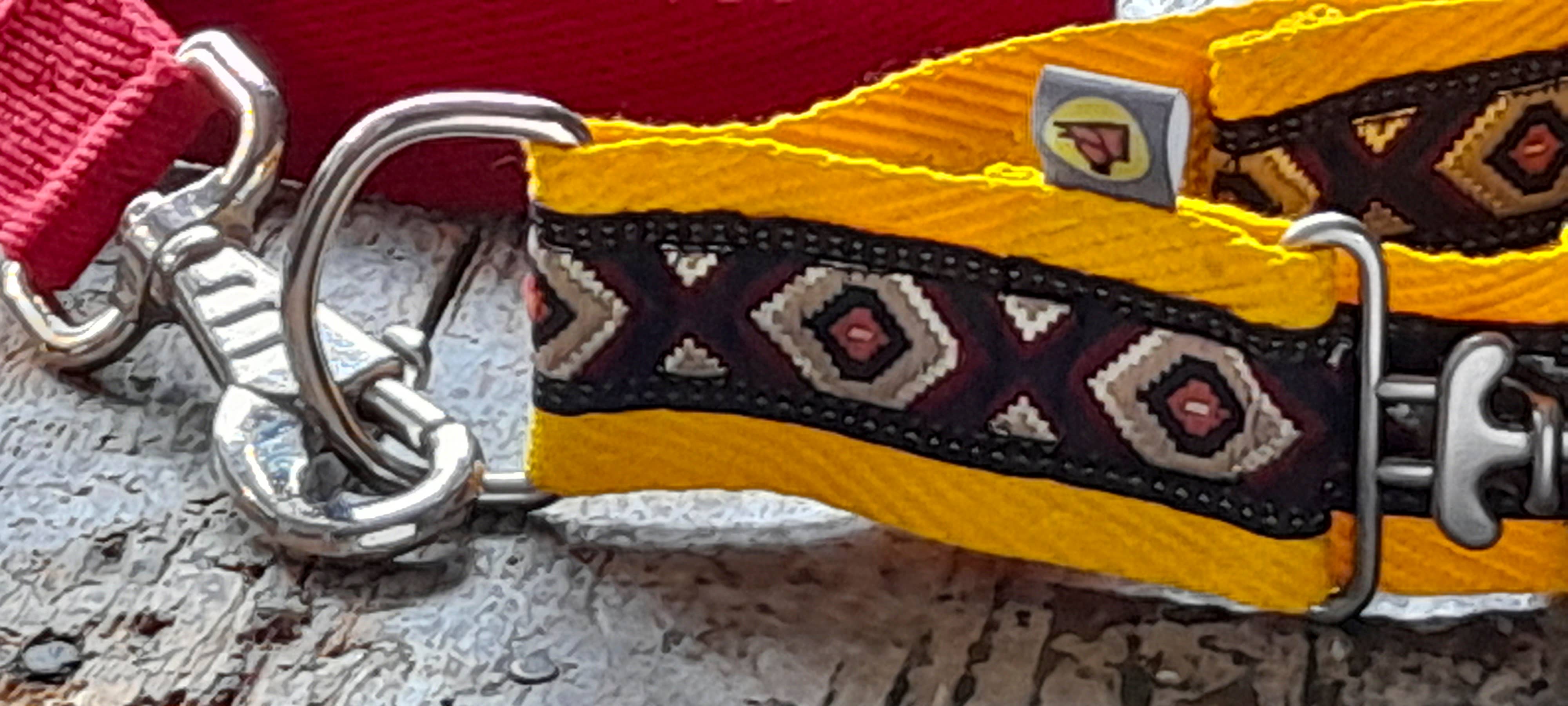 hundsfutter – Großhandel Haustierhalsband – Hund – Hundehalsband mit Leine aus robustem gelbem Rucksackgurt und Designerband0