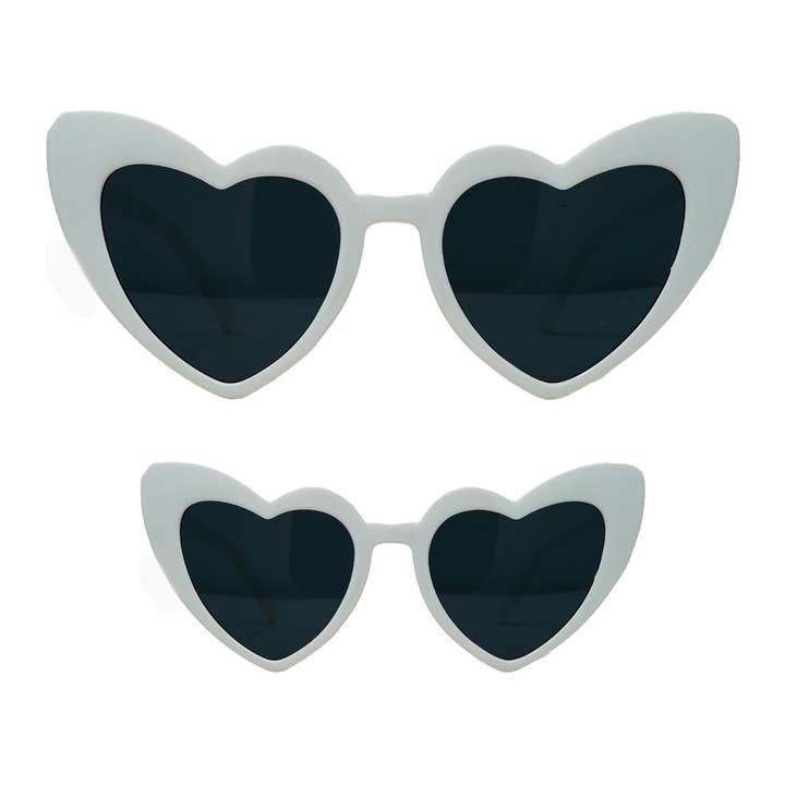 Funky Junque - Wholesale Sunglasses – kids - Mommy & Me Heart Shaped Sunglasses Bundle - White