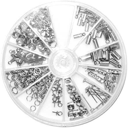 Mandala Crafts – Großhandel Bastelzubehör – Mandala Crafts Kumihimo-Kordel-Endkappe aus Edelstahl, Verschluss, Bandklemme, Bail Schmuck Finding Supplies Starter-Set (Endkappen, Kautionsklammern, Ohrringpfosten, Charms, Perlenkappen)2