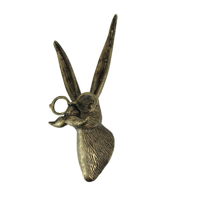 Zeckos - Wholesale Wall Decor - Kids & Baby - Gold Finish Hare Head Wall Hanging with Round Glasses