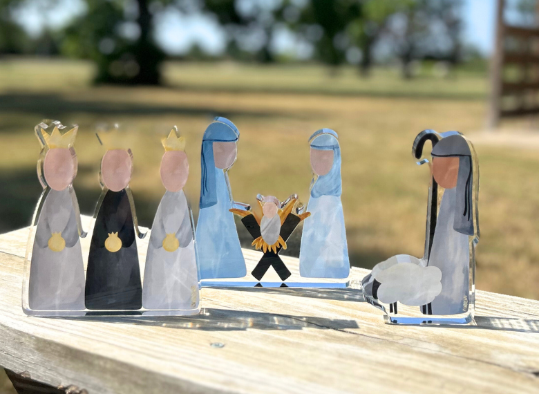 Casey Andrews Art – wholesale Nativity scene decor – Holy Family Nativity Acrylic Art Block2