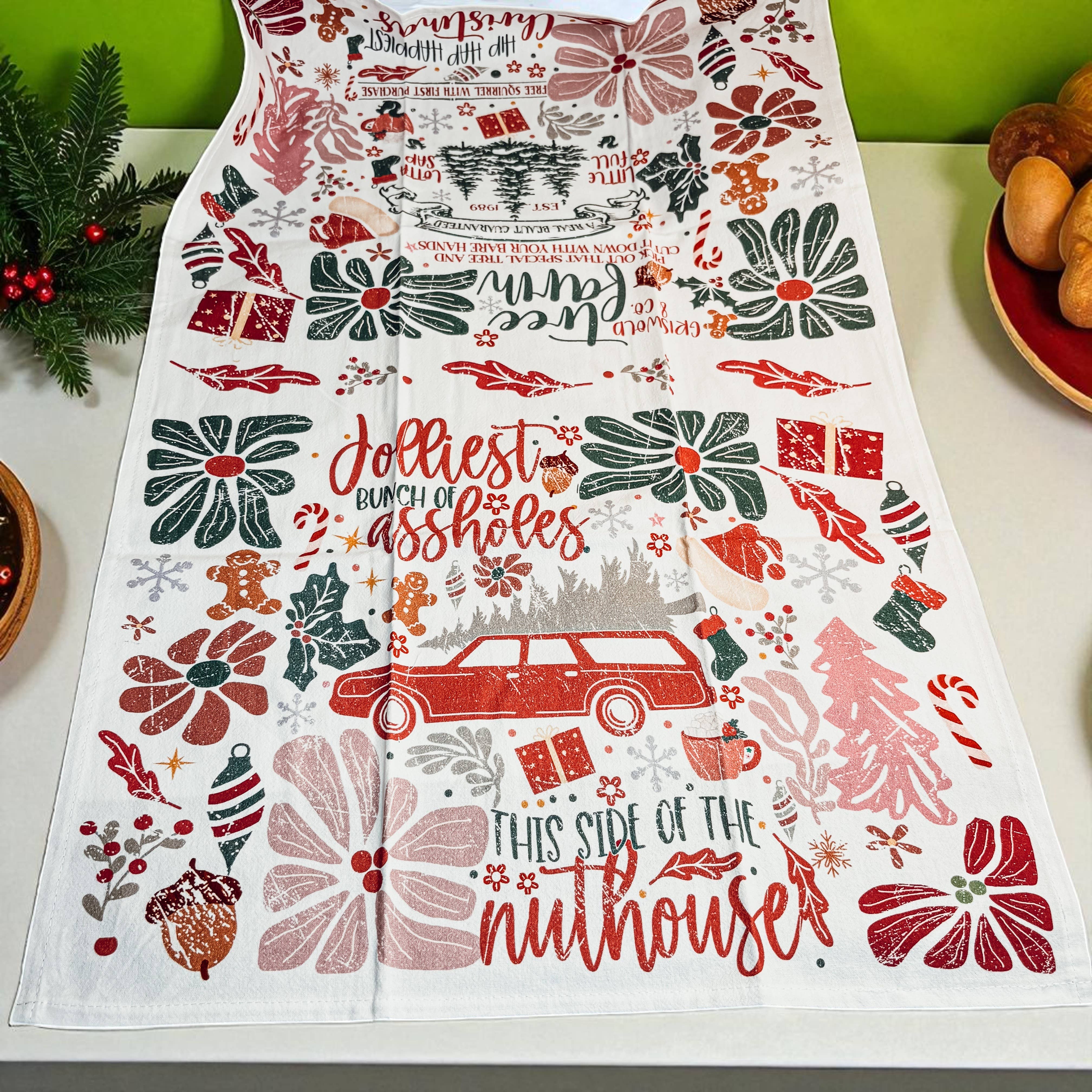Gia Roma - Wholesale Tea Towel - Vintage Santa Holiday Kitchen Towel & Decor | Pink Christmas81