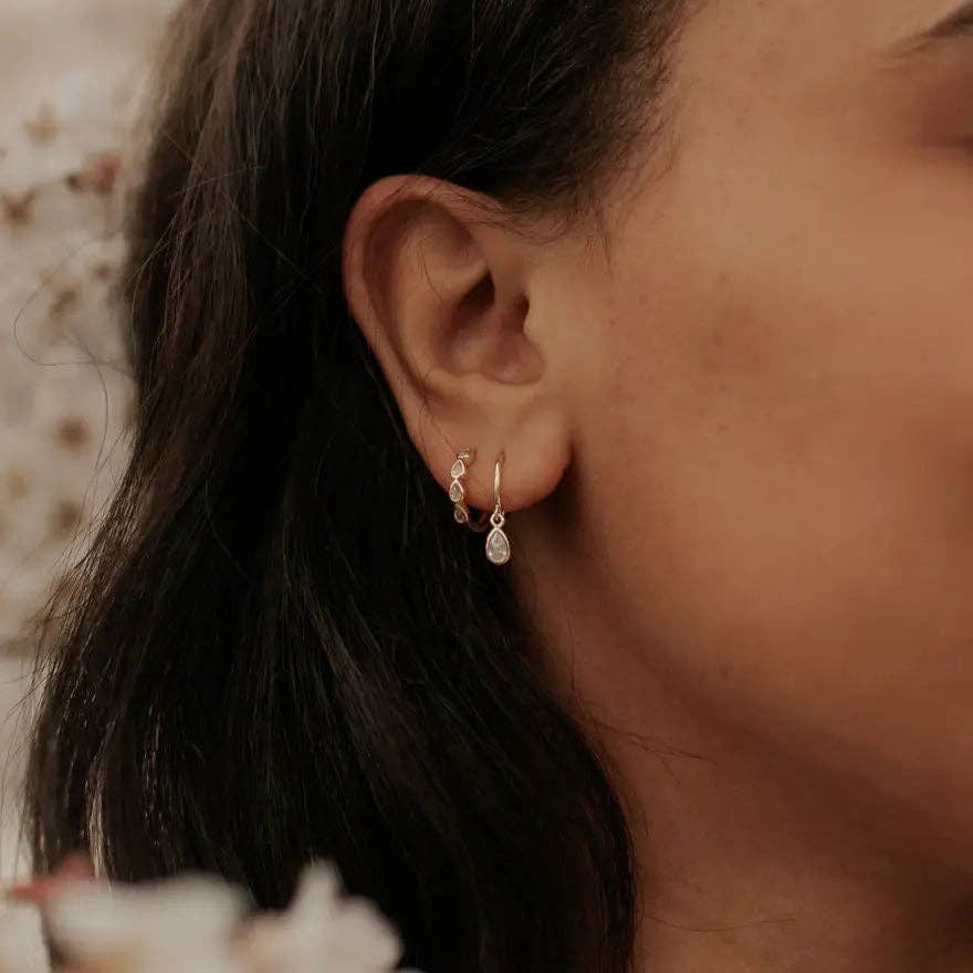 Mauve Jewelry Co. - Wholesale Huggie Earrings - April Raindrop Dangle Hoops5