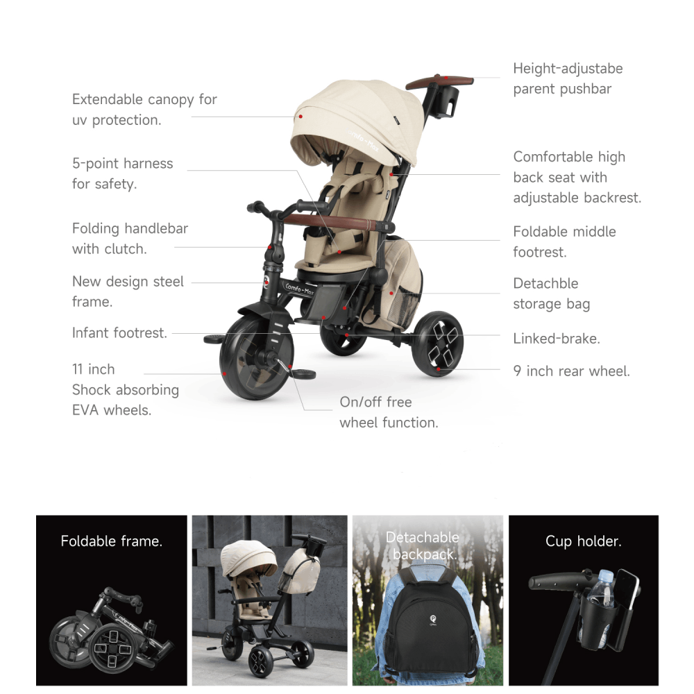 Devessport - Wholesale Stroller Trike - Kids & Baby - Qplay Comfo Max 8-in-1 Evolutionary Tricycle / 10-72 months4