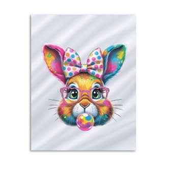 Colorful Bubble Gum Easter Bunny DTF Transfer for wholesale by Pretty Pop Transfers