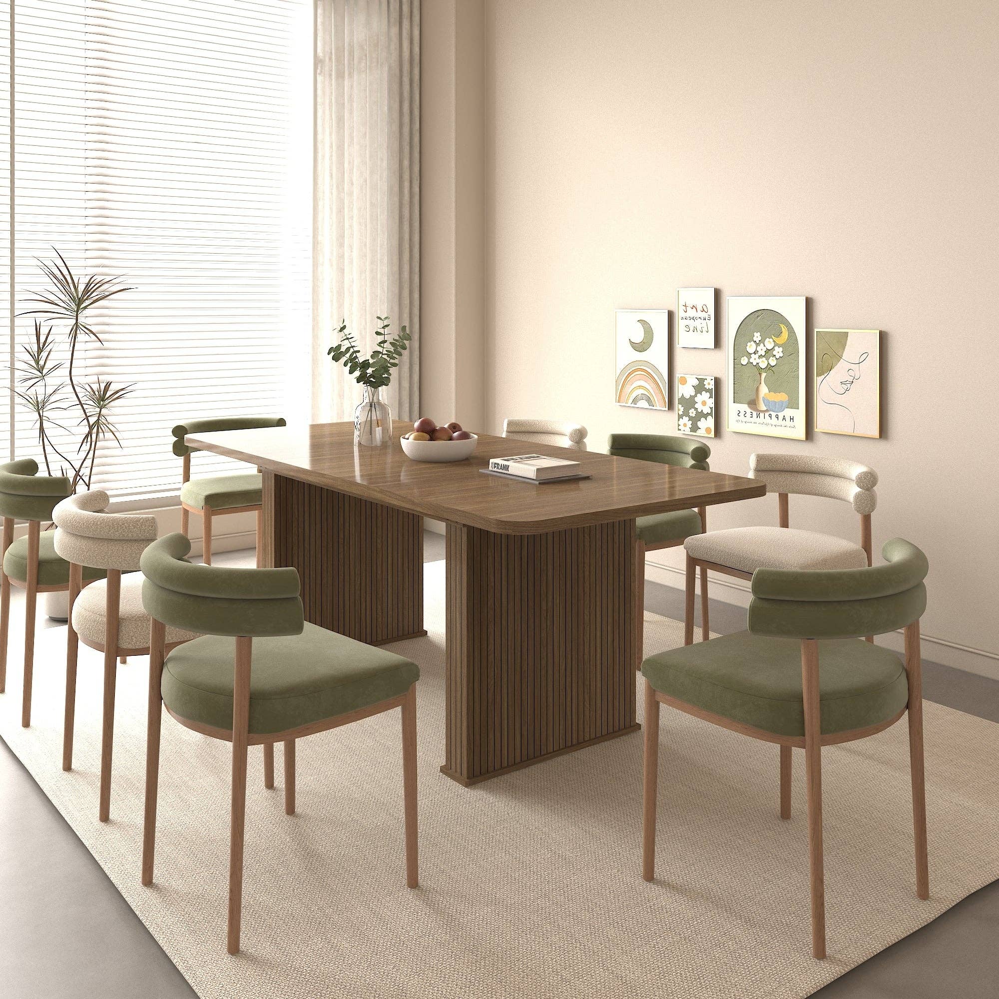 39F Inc. - Vente Tables d'appoint - Table à manger moderne extensible (6-10 places) - Beige Marron9