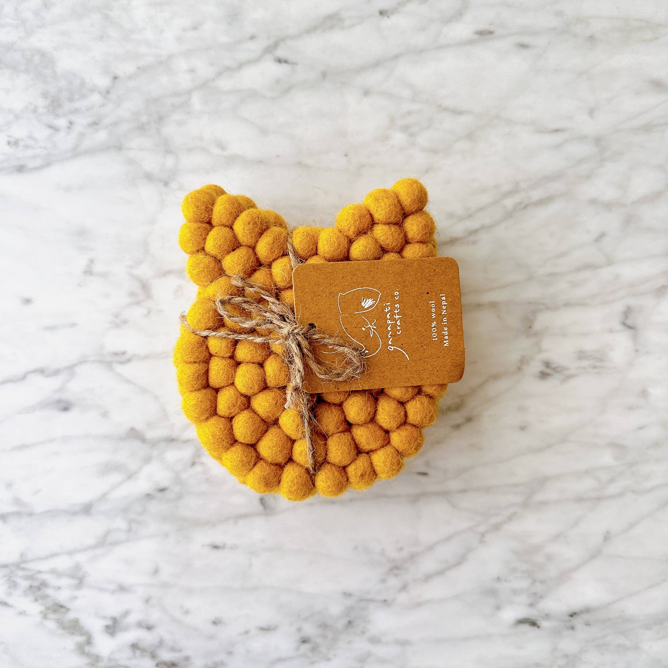 Ganapati – Engroshandel Bordskånere – Filt-katteglasbrikker - Sæt med 4 stk.4