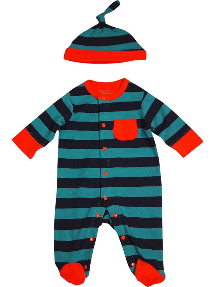 Eastern Off Price - Wholesale Clothing Set - Baby - Offspring - Baby Boys Long Sleeve Coverall and Hat