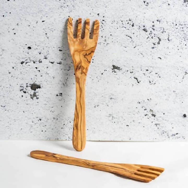 Fourchettes à spatule en bois d'olivier - Paire pour la vente par Haus of Indus