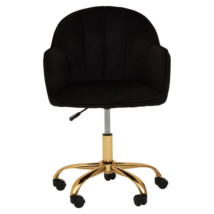 Interiors by Premier – wholesale Chair – Brent Black Velvet And Gold Base Home Office Chair2