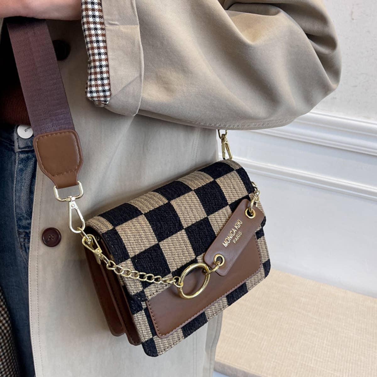 ACCITY - Wholesale Shoulder Bag - Women's - Trendy Checkered PU Crossbody Bag for Women_CWAB154512