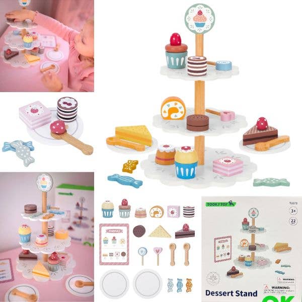 St. Louis Wholesale LLC - Wholesale Wood Toy - Kids - TookyToy - #TJ273 -CTR The Dessert Stand - High End Premium