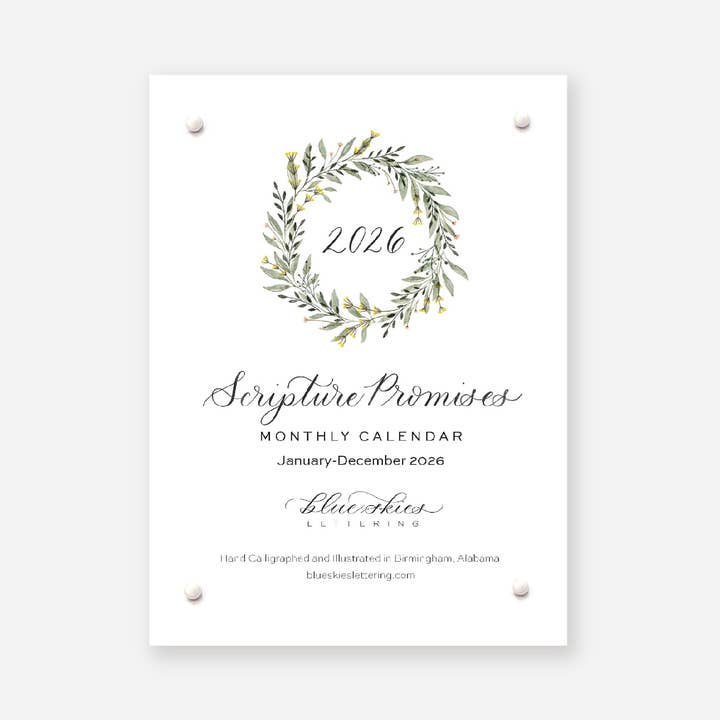 2026 Schriftversprechen Tischkalender mit Acrylrahmen für den Großhandel von Blue Skies Lettering