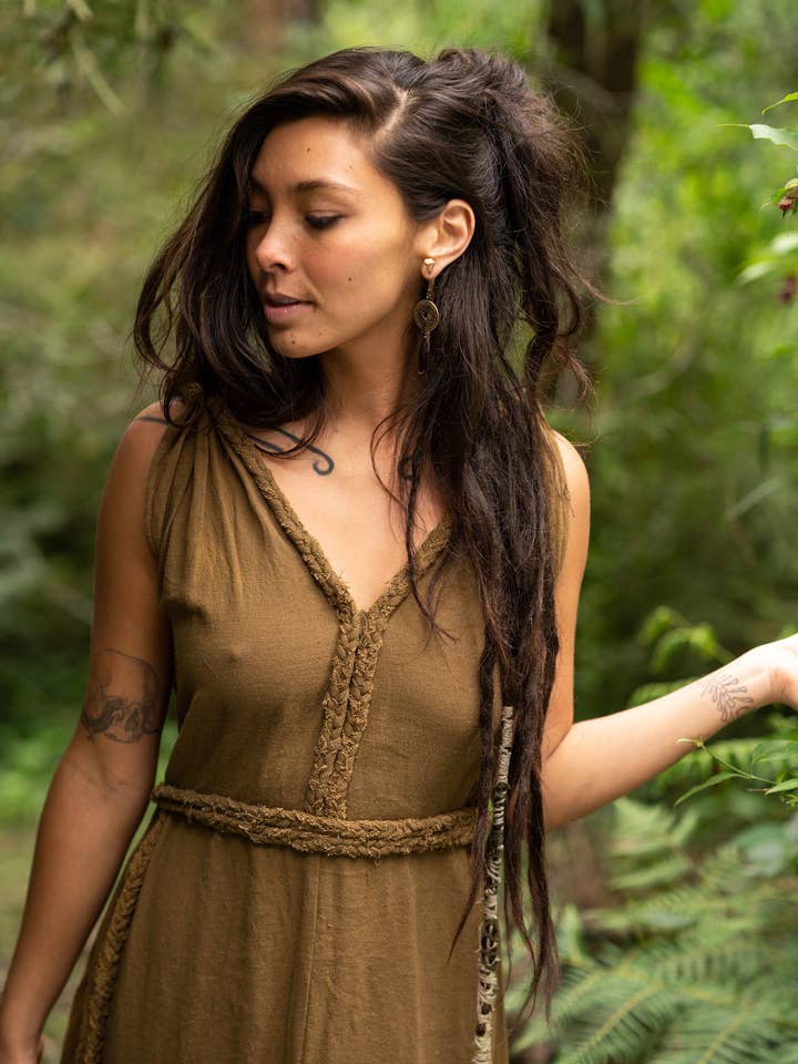 Arya Clothing - Wholesale Dress – Women's - Raw Bohemian Frayed Dress - Khaki4