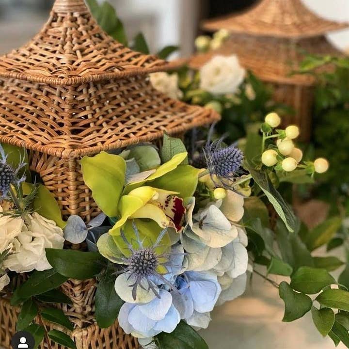 The Enchanted Home - Wholesale Decorative Tabletop Object - Square Wicker Pagoda (3 Sizes)2