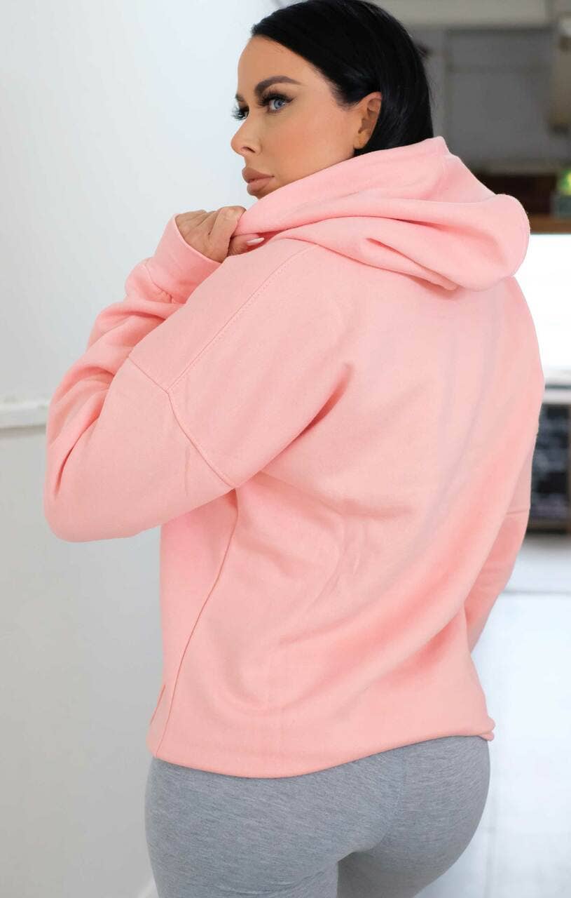 Femme Luxe – wholesale Hoodie – Women's – Pink Oversized Matching Drawstring Rib Cuff & Hem Pocket Hoodie - Melissa6
