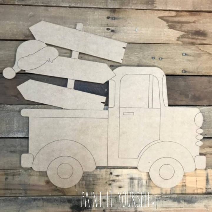 Paint and Sip: kit artistico in legno fai-da-te, camion con cartelli natalizi per la vendita all'ingrosso da parte di Honey And Sugar Designs