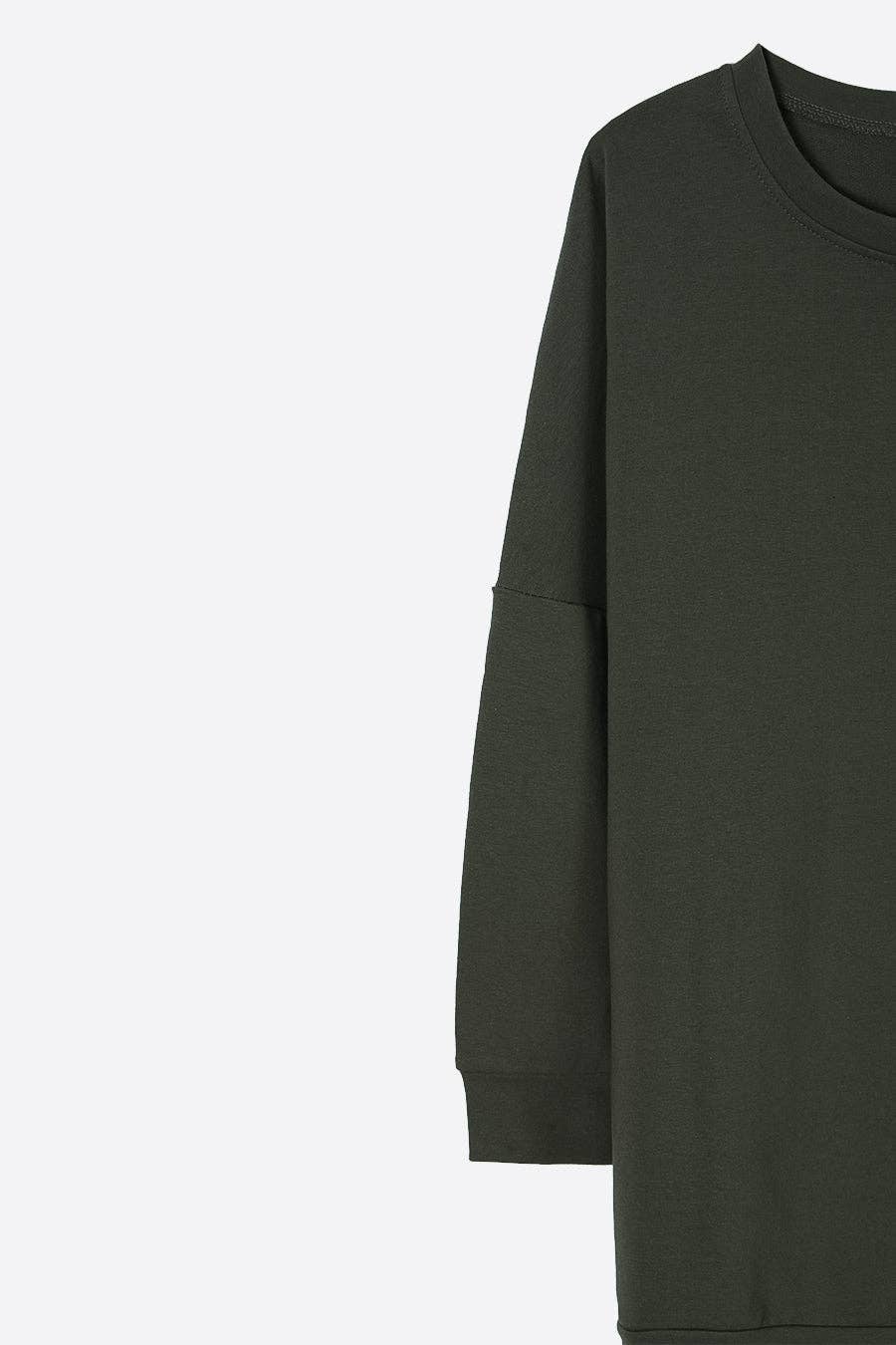 Sarta – wholesale Sweatshirt – Women's – Khaki Plain Sweatshirt with Mid Length Sleeve2