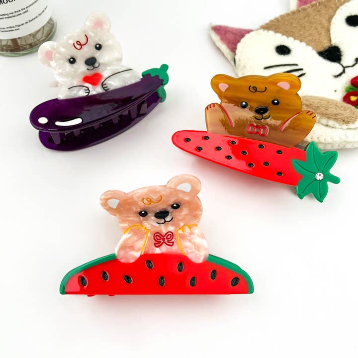 Kreativer Obst- & Tier-Acetat-Haarspangenclip für den Großhandel von mildstyles