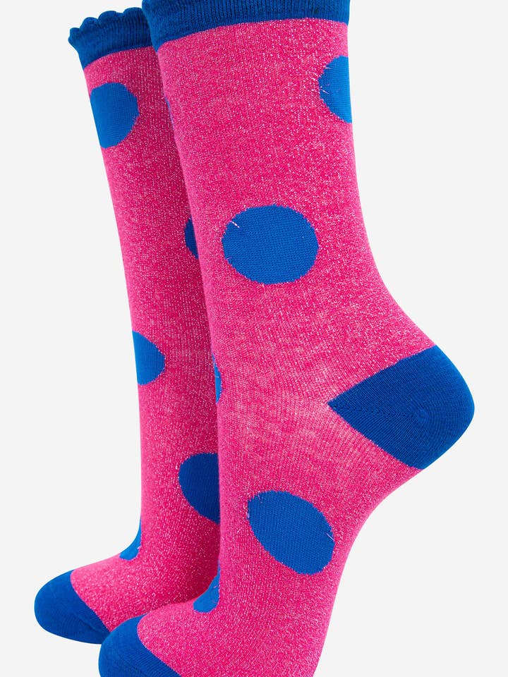 Sock Talk - Venta al por mayor Calcetines - Mujer - Calcetines grandes de algodón con purpurina para mujer0