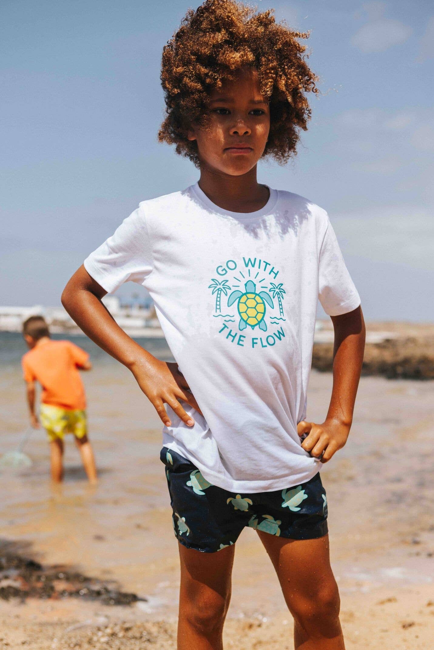 Holly and Beau – wholesale Screen-printed t-shirt – Kids – Organic Cotton White Turtle Kids T-shirt1