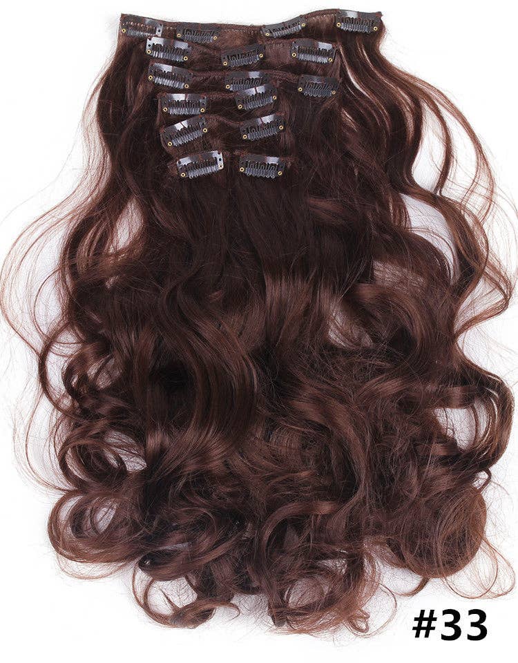 BrookPark Beauty – Großhandel Extensions – 7-teiliges Clip-In-Set für lange, lockige, hochtemperaturbeständige Seidenperücken0