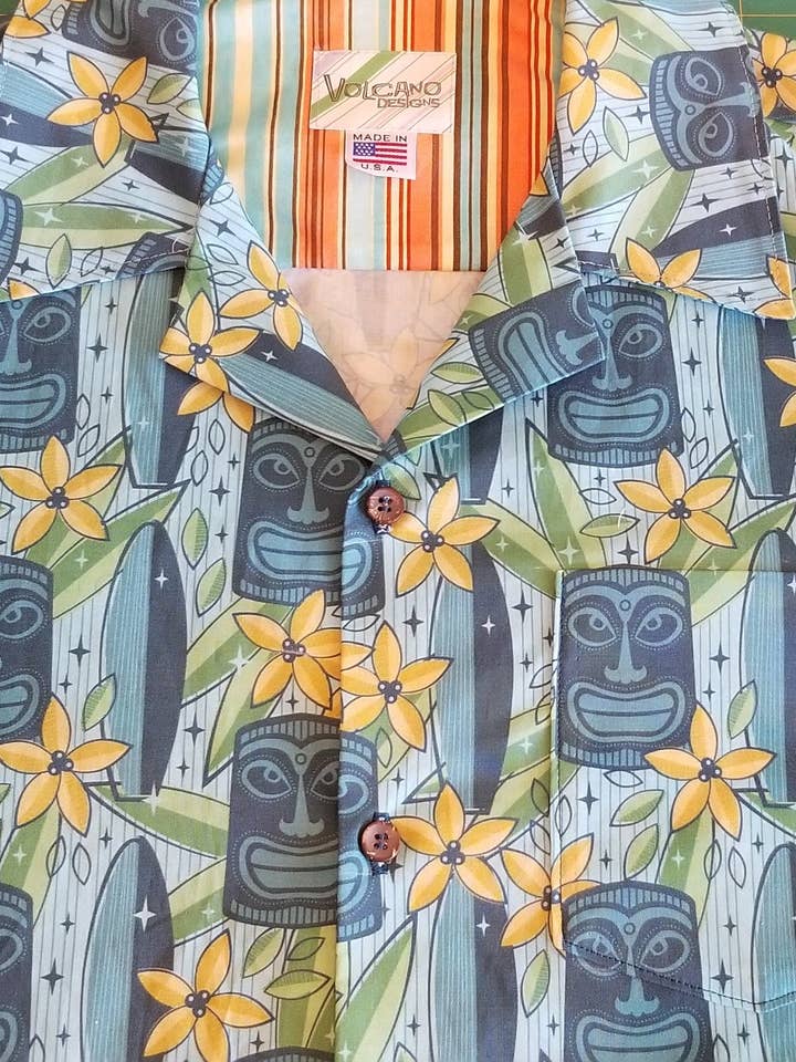 Volcano Designs - Wholesale Button Down Shirt - Men's - Spoonflower Fabric Shirt