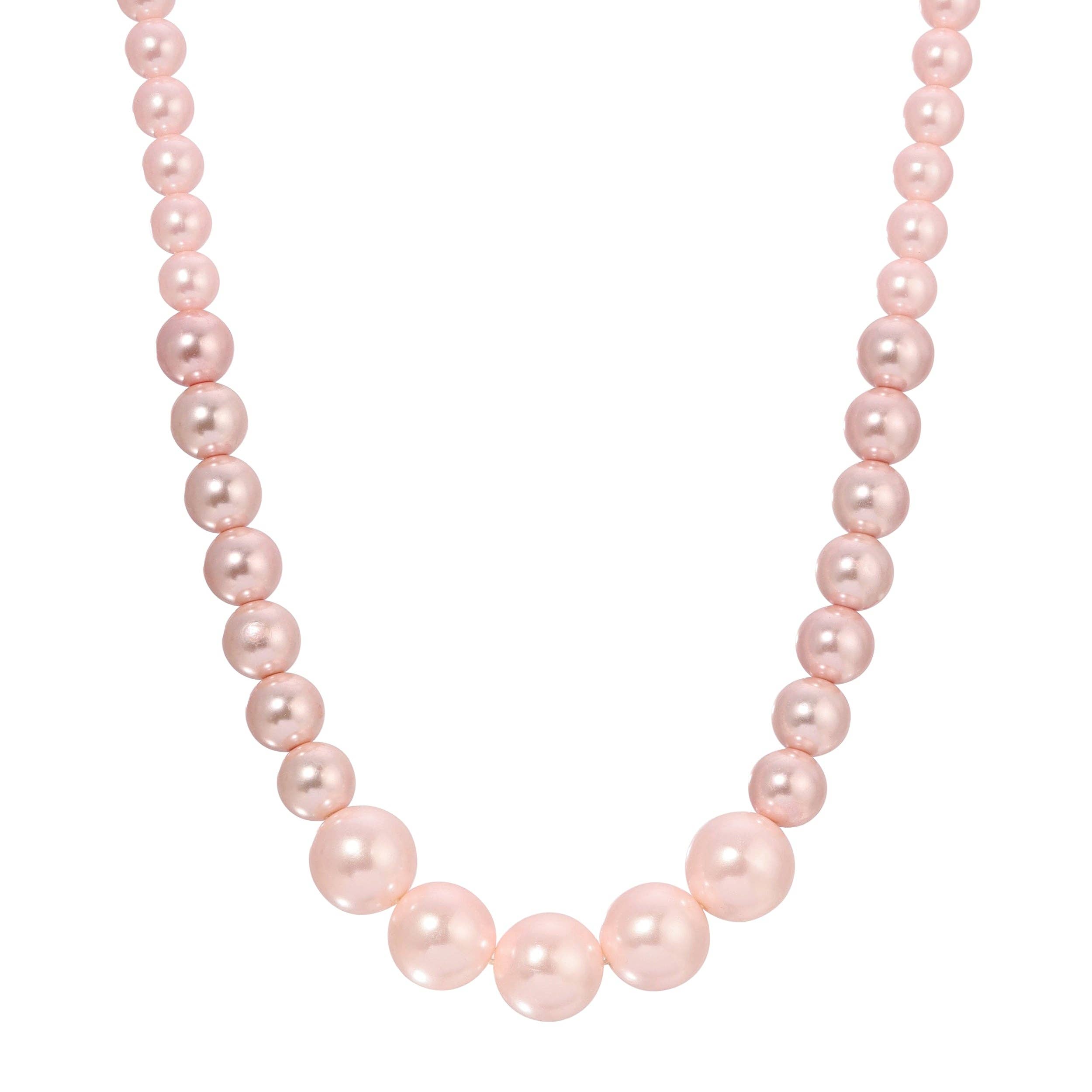1928 Jewelry - Wholesale Beaded/Pearl Necklace - 1928 Jewelry Pink Faux Pearl Strand Necklace 16" + 3" Extend0
