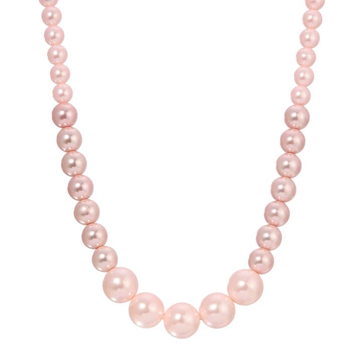 1928 Jewelry - Wholesale Beaded/Pearl Necklace - 1928 Jewelry Pink Faux Pearl Strand Necklace 16" + 3" Extend