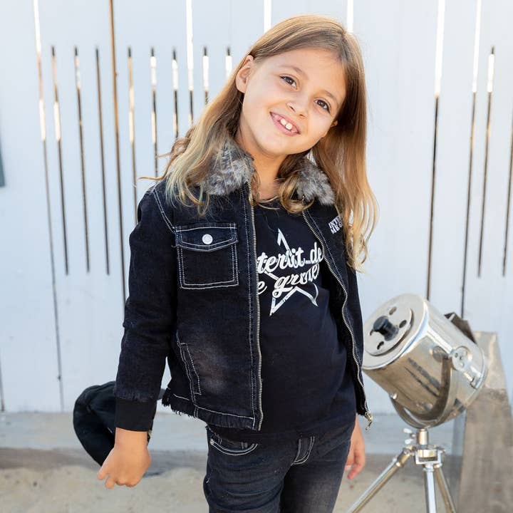 Interdit de me gronder denimjacka med långärmar och fuskpälskrage för wholesale av Interdit de me gronder