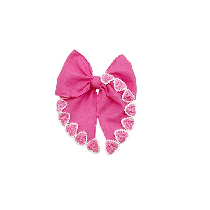 Rosa hjärtbeskuren sjömansrosett med klämma för wholesale av Pretty in Pink Bows