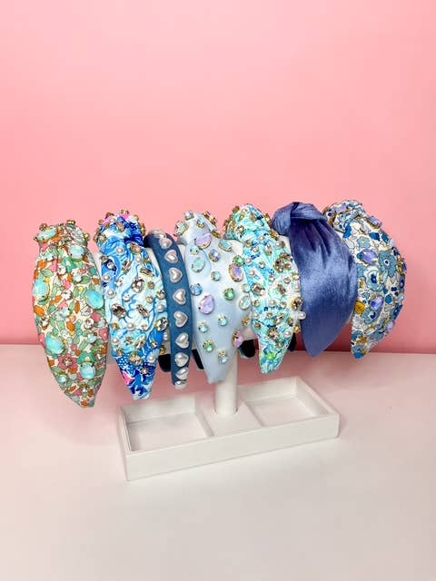 Blue Spring Jeweled Headbands — Floral Collection for wholesale by Brittyland