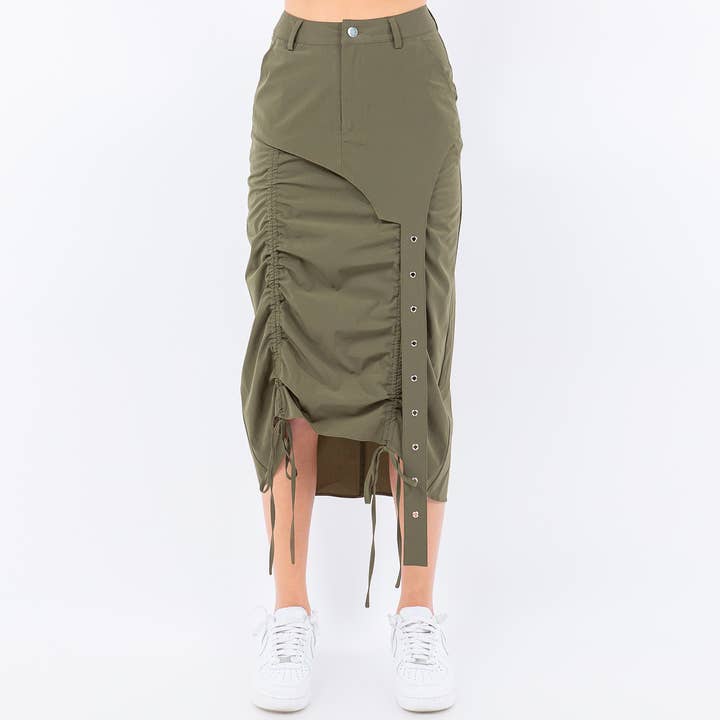 American Bazi - Wholesale Skirt - Women's - SIDE SHIRRING RUCHED NYLON SKIRTS-RSK9266NY