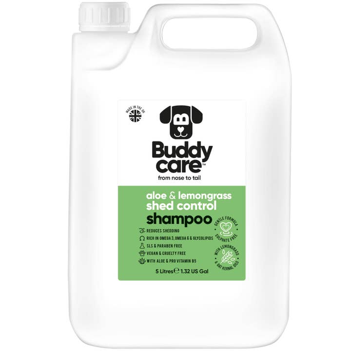 Buddycare Dog Shampoo - Shed Control Aloe & Lemongrass - 5L / 1.32 Gal for wholesale by Buddycare