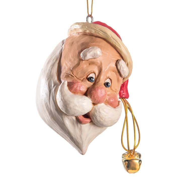 J Devlin Glass Art & Bert Anderson Collection - Wholesale Ornament - Santa Head Ornament With Cocked Hat Bert Anderson | BAC 021