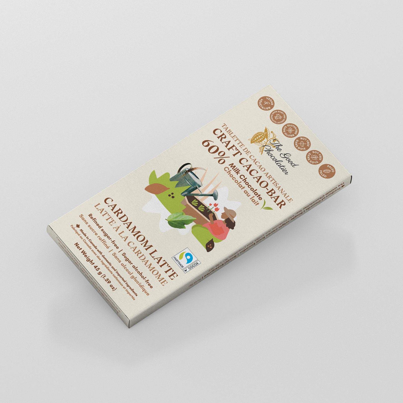 The GOOD Chocolatier - Wholesale Chocolate bar - CASE Cardamom Latte 60%1