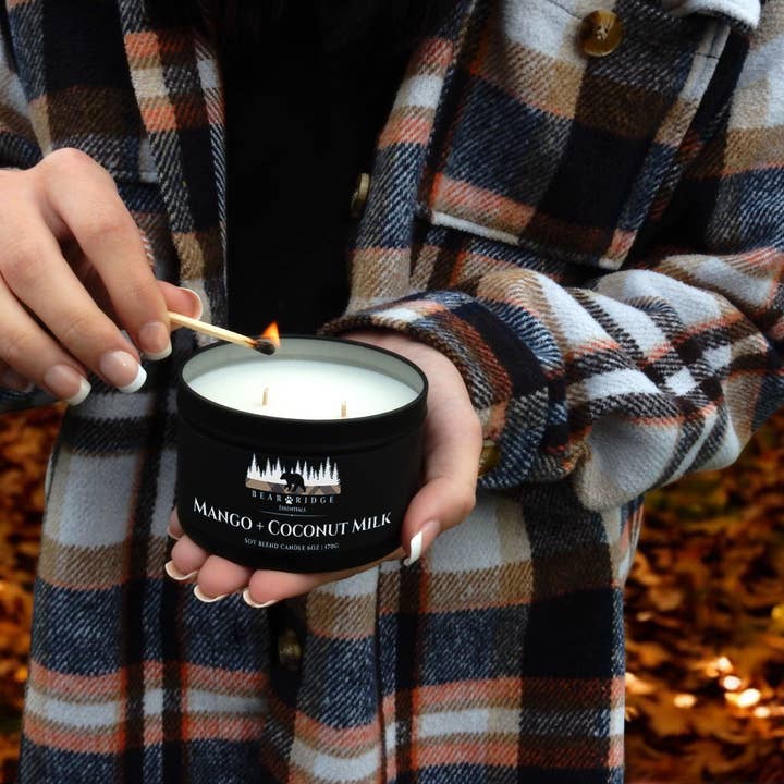 Mango + Coconut Milk 6 oz. Candle for wholesale by Bear Ridge Essentials