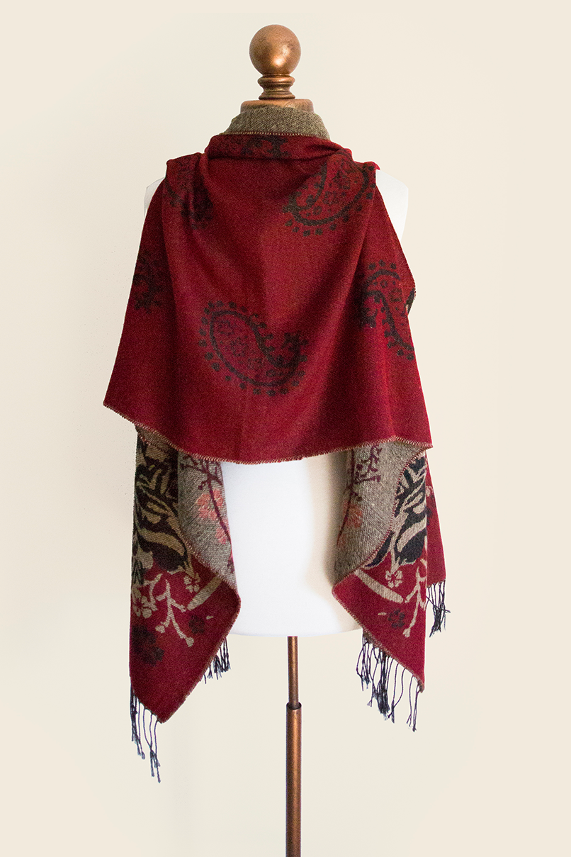 The Posh’mina - Vendita all'ingrosso Stola - Donna - Bordeaux con intaglio2