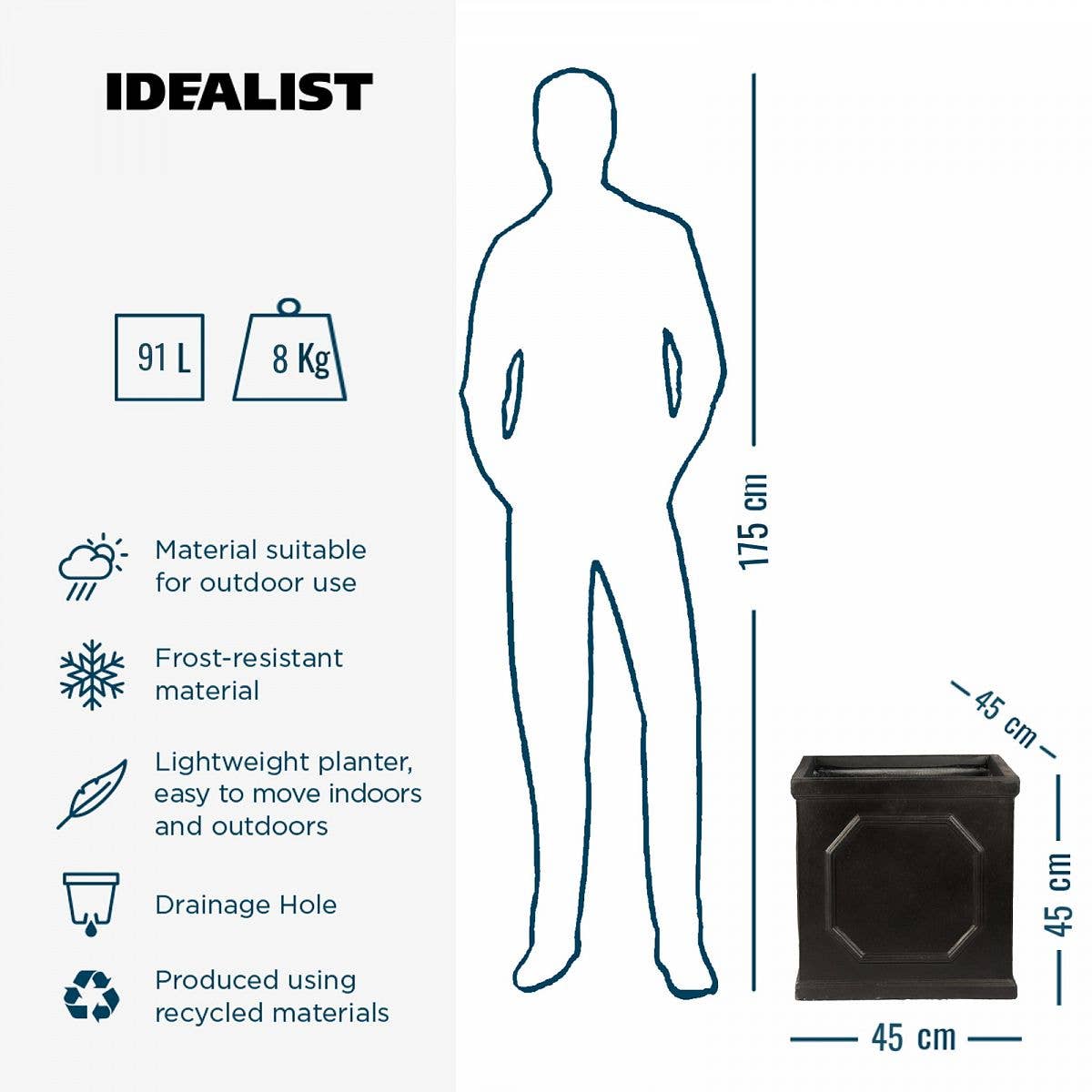 Idealist Lite Fibrestone Planters – wholesale Planter box – IDEALIST Faux Lead Chelsea Box Square Light Stone Planter7