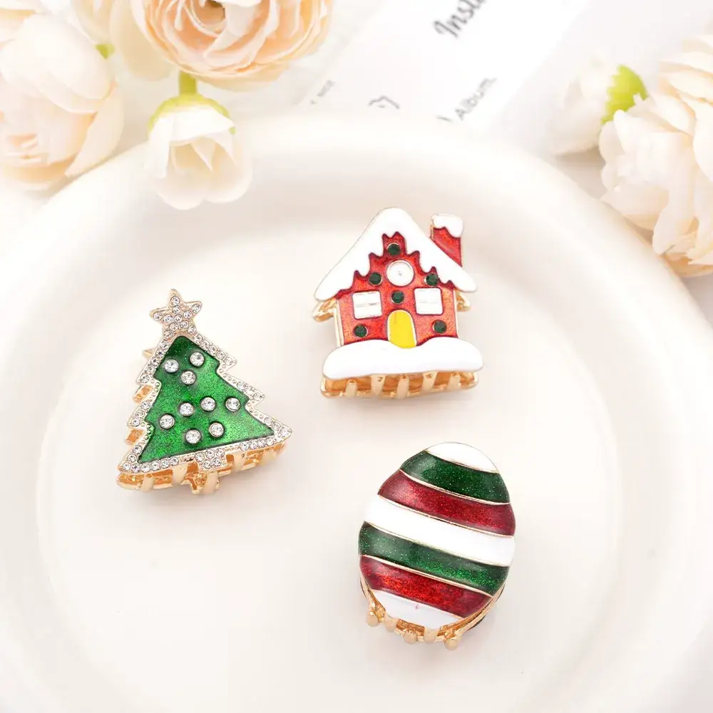 Otterware - Wholesale Hair Clip - Women's - Dainty Rhinestone Christmas Mini Hair Clips - Festive Fun16
