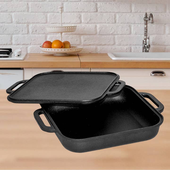 Style Asia - Wholesale Cast iron skillet - Jim Beam 3-in-1 Cast Iron Skillet w/double sided griddle5